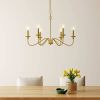 30-inch Traditional 6-Light Dimmable Chandelier in Brass Finish