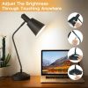 Black Gooseneck Dimmable Table Lamp Desk Light with Touch Control and USB