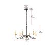 30-inch Traditional Dimmable 6-Light Chandelier in Black/Brass Finish