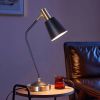 Black/Gold Mid-Century Modern Gooseneck Dimmable Touch Control USB Table Lamp