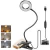 Clip-On Gooseneck Desk Lamp with LED Ring Light in Black