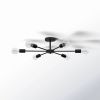 Mid-Century Modern 6-Light Semi Flush Mount Sputnik Ceiling Light in Black