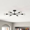 Mid-Century Modern 6-Light Semi Flush Mount Sputnik Ceiling Light in Black