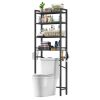 Over the Toilet Bathroom Storage Industrial Metal Wood Shelving Unit Black