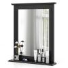 Black Rectangular 27 x 22.5 inch Wall-Mounted Bathroom Mirror with Storage Shelf