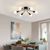 Black Mid-Century Modern 6-Light Flush Mount Sputnik Ceiling Light