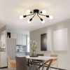 Black Mid-Century Modern 6-Light Flush Mount Sputnik Ceiling Light