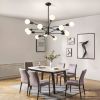 Black 33-inch Modern 12-Light Dimmable Sputnik Chandelier Lamp