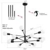 Black 33-inch Modern 12-Light Dimmable Sputnik Chandelier Lamp