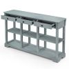 Blue Retro Entryway Console Table 3 Drawer Open Shelves