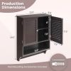 Brown Wall-Mounted Bathroom Medicine Cabinet with Louver Doors and Towel Bar