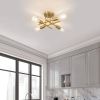 4-Light Flush Mount Modern Sputnik Ceiling Light Fixture in Brass Finish