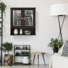 Brown Wooden Bathroom Wall / Medicine Cabinet with Mirrored Doors and Shelf