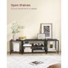 Modern Black Metal Wood TV Stand Entertainment Center for TV up to 75-inch