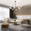 33-inch Modern 12-Light Dimmable Sputnik Chandelier in Black/Gold Finish