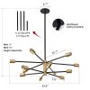 33-inch Modern 12-Light Dimmable Sputnik Chandelier in Black/Gold Finish