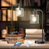 Set of 2 - Modern Stylish Black Metal Arch USB Table Lamp with LED Bulbs
