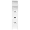 Bathroom Cabinet Tower with 3 Storage Drawers and 2 Shelves in White Wood Finish