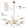 Gold 33-inch Modern 12-Light Dimmable Sputnik Chandelier Lamp