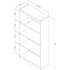 Modern Four Shelf Bookcase in Grey Oak Wood Finish