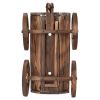 Mobile Half Barrel Solid Wood Planter Box on Wooden Wheels