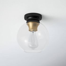 Mid-Century Modern Flush Mount Ceiling Light with Clear Globe Glass Shade