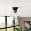 Mid-Century Modern Flush Mount Ceiling Light with Clear Globe Glass Shade