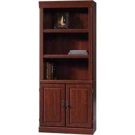 71-inch High 3-Shelf Wooden Bookcase with Bottom Storage Compartment in Cherry