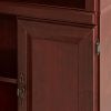 71-inch High 3-Shelf Wooden Bookcase with Bottom Storage Compartment in Cherry