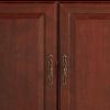 71-inch High 3-Shelf Wooden Bookcase with Bottom Storage Compartment in Cherry