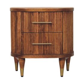 Ribbed Bedside with Brass Accents