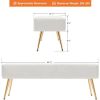 Modern Bed Bench Ottoman with White Ivory PU Leather Seat and Gold Metal Legs