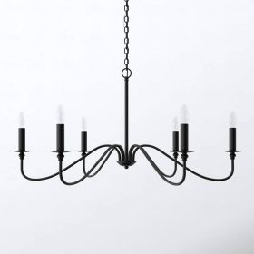 30-inch Contemporary Classic Dimmable 6-Light Chandelier in Matte Black