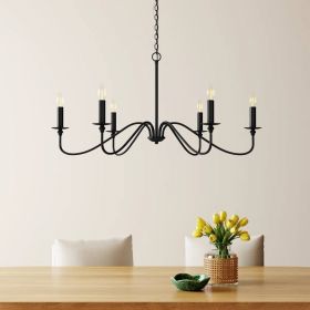 42-inch Traditional 6-Light Dimmable Chandelier in Matte Black Finish