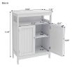 2-Door Bathroom Linen Cabinet with Storage Shelf in White Wood Finish