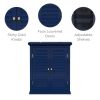 Navy Wall Mounted 2-Door Louvered Crown Molding Bathroom Wall Cabinet