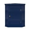 Navy Wall Mounted Corner 1-Door Louvered Bathroom Wall Cabinet