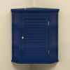Navy Wall Mounted Corner 1-Door Louvered Bathroom Wall Cabinet
