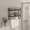 Wall Mounted Over Toilet 2-Shelf Bathroom Shelving Unit with Towel Bar