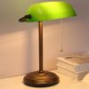 Classic Bankers Lamp Desk Light with Green Glass Shade and Gold Base