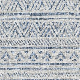 2 ft. x 3 ft. Blue Grey Chevron Coastal Boho Style Indoor Outdoor Area Rug