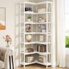 Industrial 7-Tier Metal/Wood Corner Bookcase in White