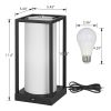 Set of 2 - Japanese Style USB Table Lamp with White Linen Shade and LED Bulbs