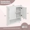 White Wall-Mounted Bathroom Storage Medicine Cabinet with Louver Doors