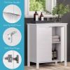 Bathroom Linen Cabinet with Storage Shelf in White Wood Finish