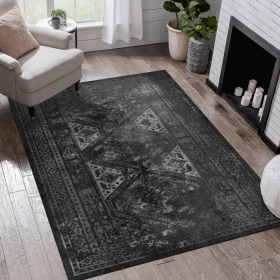 3x5 Area Rugs, Washable Rug, Low-Pile, Non-Slip, Non-Shedding, Foldable, Kid & Pet Friendly - Area Rugs for living room, bedroom, kitchen