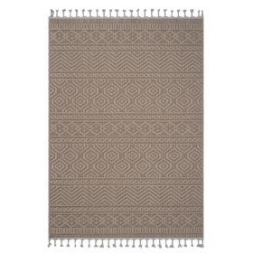 6X9 Mocha /Geometric Indoor/Outdoor Area Rug
