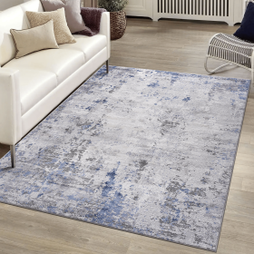 NAAR MARFI Collection 6X9 Silver/Blue/Abstract Non-Shedding Living Room Bedroom Dining Home Office Stylish and Stain Resistant Area Rug