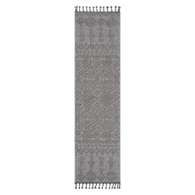 NAAR Guros Collection 2X8 White/White /Traditional Indoor/Outdoor Area Rug