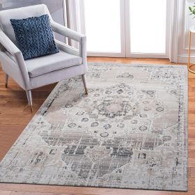 6X9 Cream/Beige /Medallion Non-Shedding Living Room Bedroom Dining Home Office Stylish and Stain Resistant Area Rug